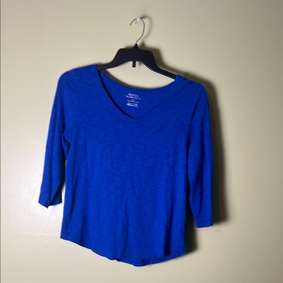 Chicos the ultimate tee Fitted Blue 3/4 Sleeve Top - Picture 1 of 5